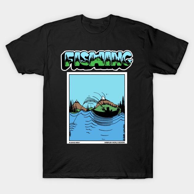 Fisherman Out On The Boat Fishing Novelty Gift T-Shirt by Airbrush World